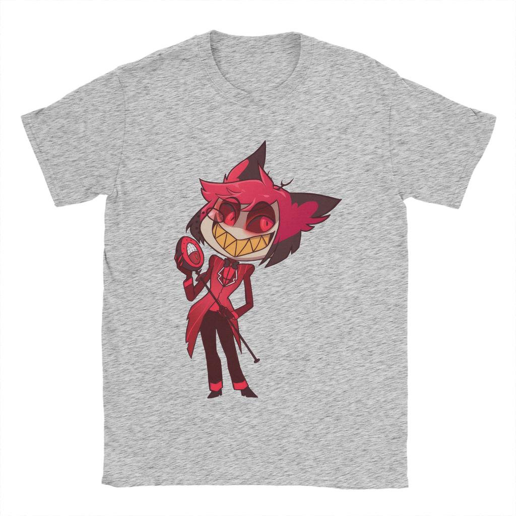 Мужские мультяшные футболки Аластор Хазбинс Отель Хлопковые топы Винтажные футболки с коротким рукавом и круглым вырезом Футболки больших размеров