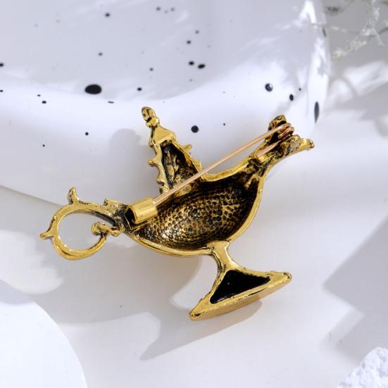 Unisex Brooch Retro Exotic Style Arabian God Lamp Glazed Enamel Anti-slip Shoulder Bag Collar Anti-exposure Pin Hat Clothes Pin