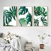 Nordic Green Palm Leaf Wall Art Monstera Leaves Canvas Painting Minimalist Tropical Plant Wall Picture for Living Room Decor