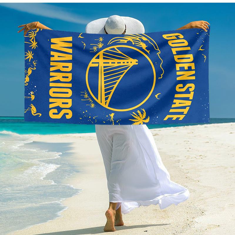 proof beach towel with Golden State Warriors logo pattern - soft,absorbent,quick-drying,machine washable - perfect for swimming,camping,bathing