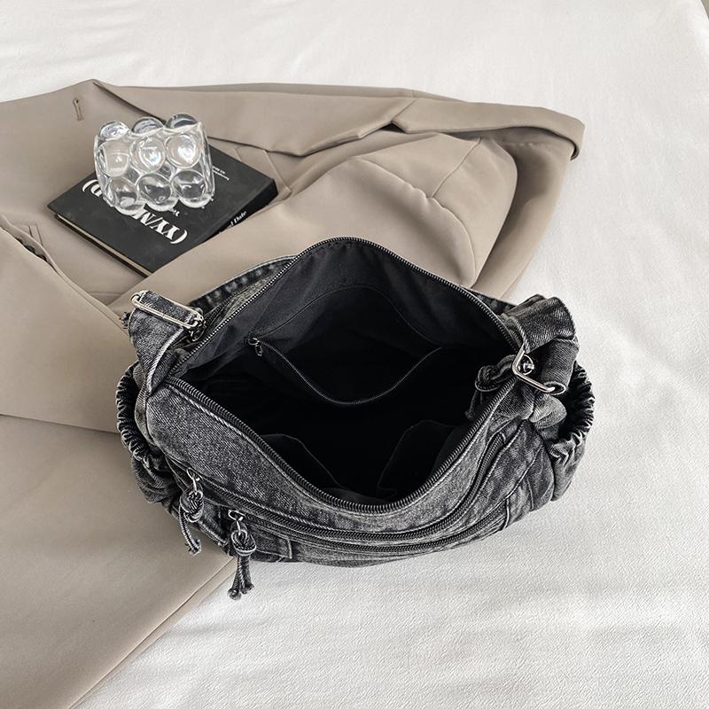 Джинсовая сумка Женская пригородная большая сумка Сумка через плечо большой вместимости Студенческая сумка класса