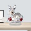 Clear Faux Crystal Bunny Figurine 2D Flat Acrylic Rabbit Table Sign for Home Office Garden Patio Desktop Decoration