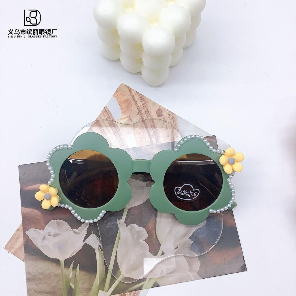 Vintage Diy Children'S Sunglasses Flower Cute Boys And Girls Sunglasses Travel Sun Protection Uv Protection Glasses