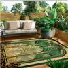 Art Green Leaves Rug for Outdoors Lush Green Garden Oasis Gold Floor Nature Lovers Modern Decoration for Terrace and Patio Decor