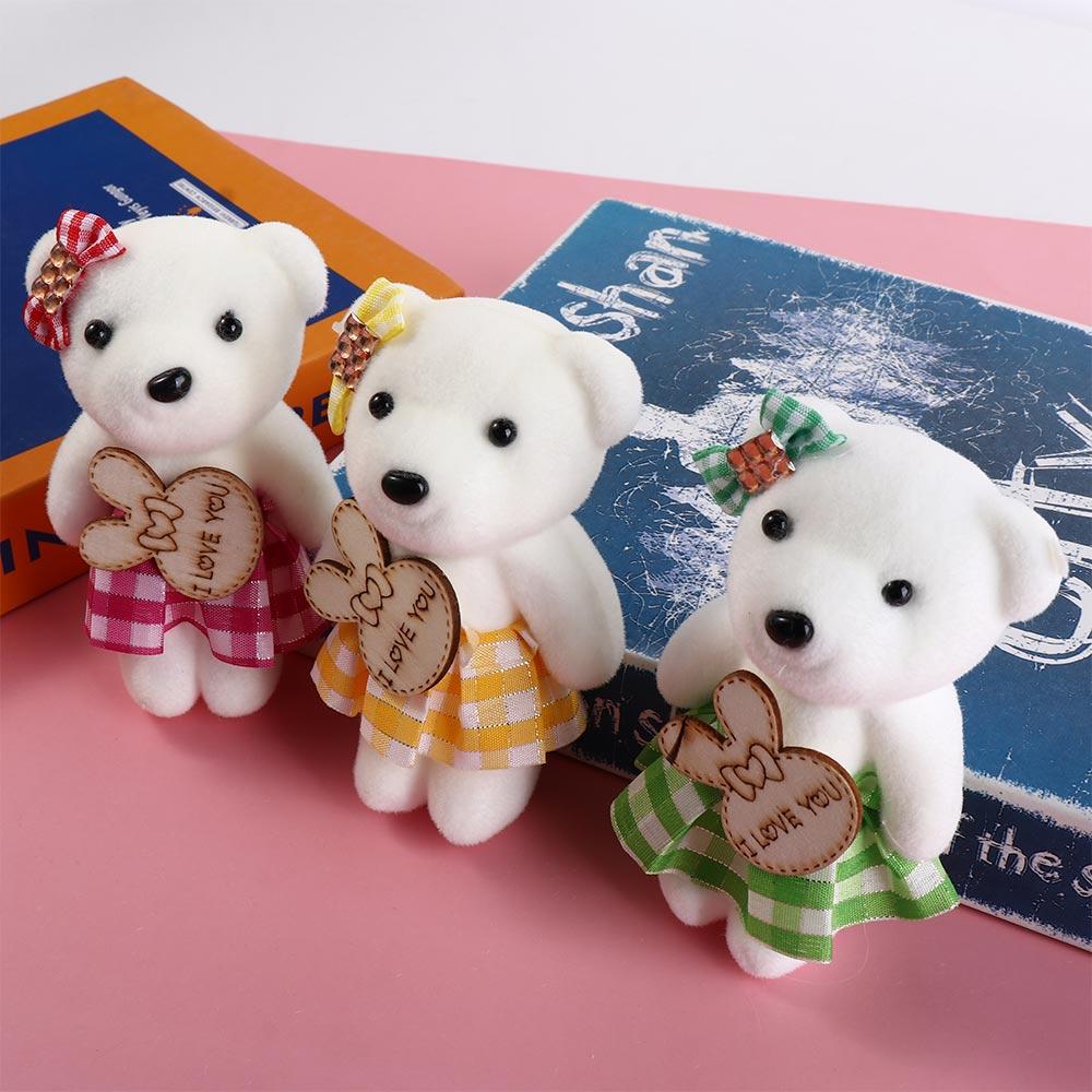 10pcs/bag Plush Doll Mini Bear Flower Bouquet Plush Animal Cartoon Bouquet Doll Girl Birthday Gift