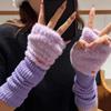 Korean Style Mink Fleece Half Finger Gloves Solid Color Y2k Winter Mittens  Women