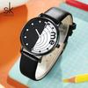 Trendy Women's Quartz Watch with Japan Movement Alloy Case PU Leather Strap Black & White Dial Design