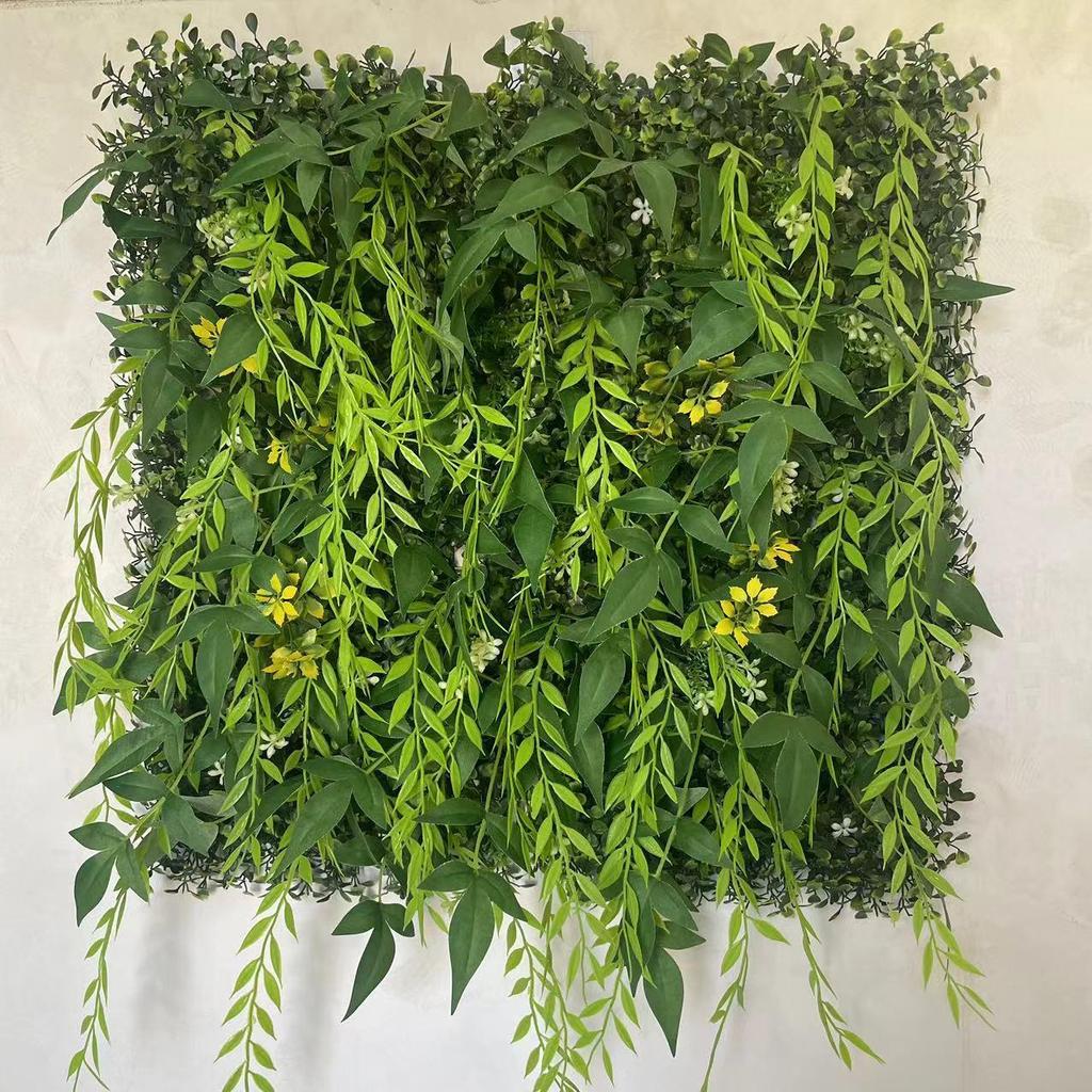 50×50cm Artificial Green Plant Wall - Plastic Vertical Garden, Fake Flower Wall, Synthetic Turf Background