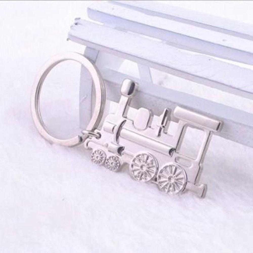Creative Steam Train Locomotive Design Metal Keychain Punk Rock Automotive Keyring Key Chains Silver Key Fob Holder