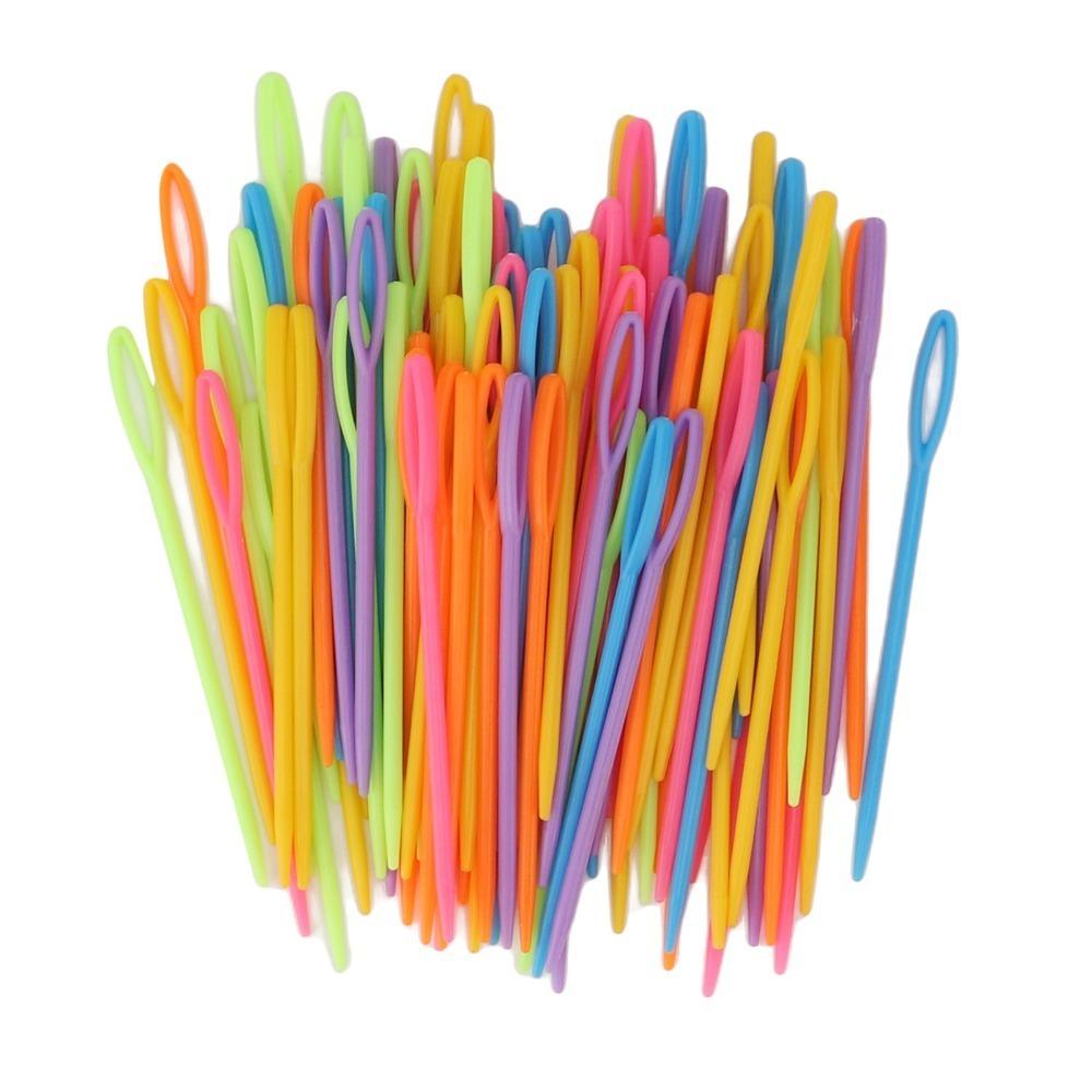 200Pcs Plastic Large Eye Needles 3.5inch Tapestry Needles Portable Plastic Yarn Needles For Crochet