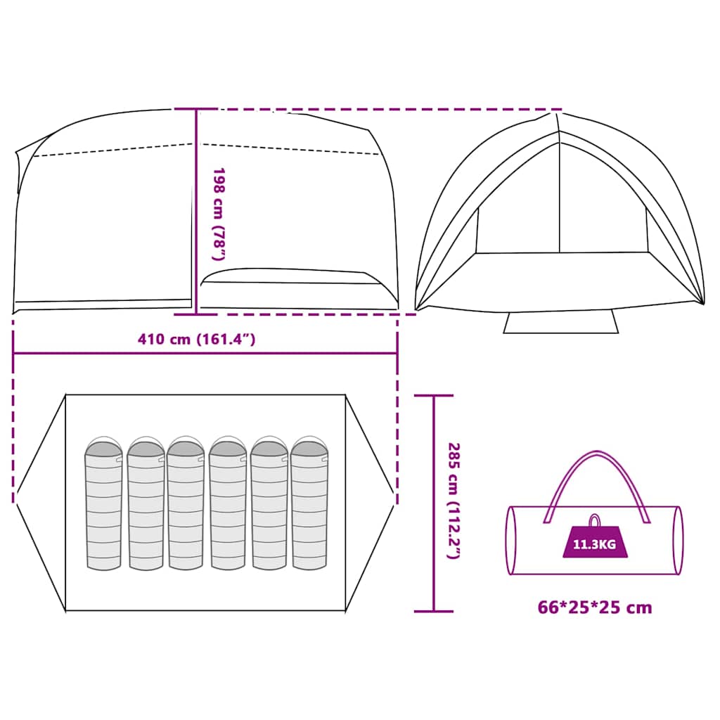 Tunnel Tent with Grey and Orange Roof 410 x 285 x 198 cm Taffeta
