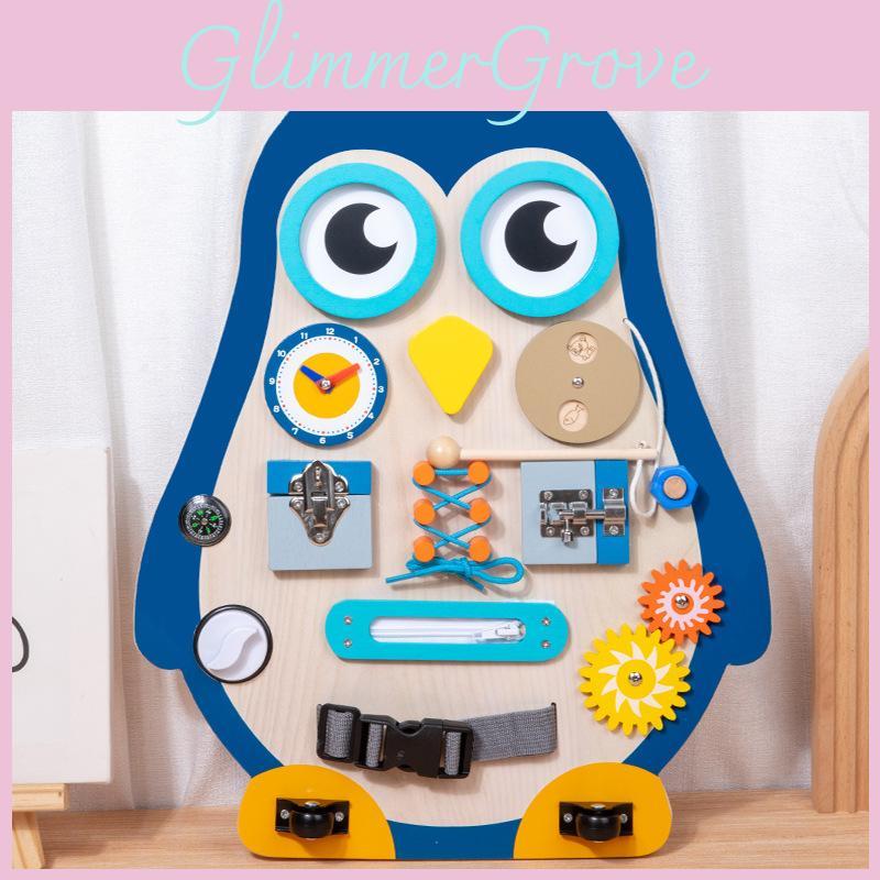 Wooden Penguin Shaped Unlock Montessori Entertainment Board Children Toy Puzzle