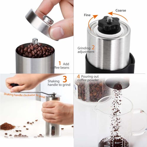 Winwintech New Larger Capacity 30g Mini Manual Coffee Mill Grinder, Stainless Steel Coffee Bean Hand Crank Portable Mill with Silicone Sleeve To Preve
