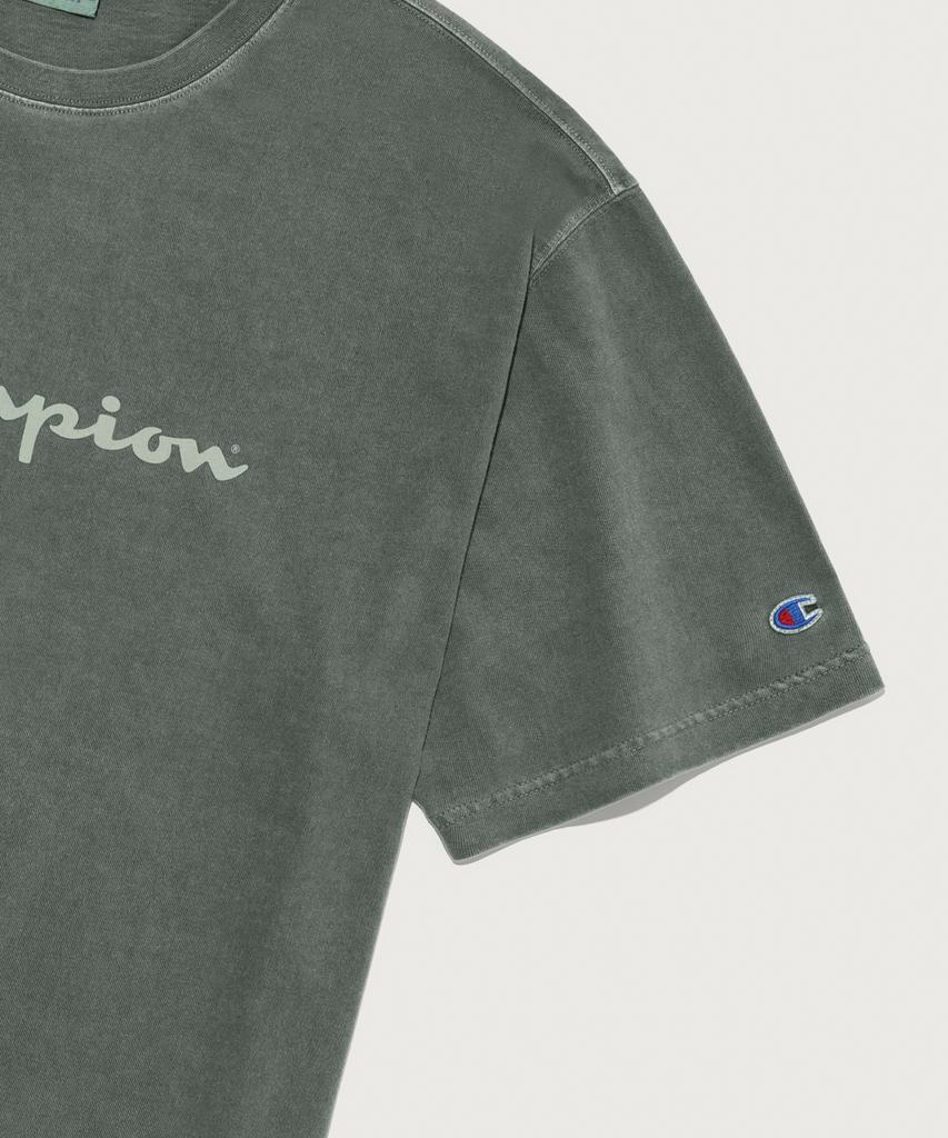 CHAMPION Big Logo Pigment Short Sleeve T-Shirt Green