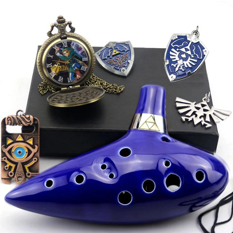 Ocarina Ceramic Legend Of 12 Holes Ceramic Alto C Ocarina Flute Blue Inspired Time Musical Instrument For Beginner Accessories