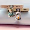 2D Acrylic Dust Plugs Charging Port Protector with Cat Pendant Small Size Universal Easy To Install Mobile Phone Interface Dust Covers