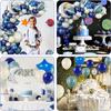 124pcs Ink Blue Balloons Garland Arch Kit With Moon Star Ballon For Space Themed Birthday Party Decoration Baby Shower Supplies