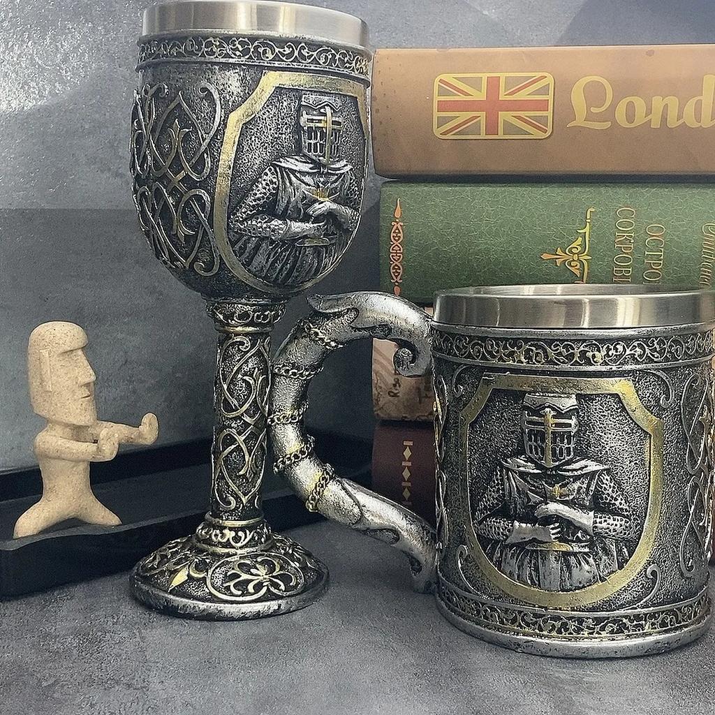 Medieval Armor Knight Wine Glass Vintage Goblet Decoration Whiskey Funny Cup Personality Gift Piece