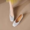 2025 весна новая модель новая цветочная отделка нежный леди стиль квадратный носок мелкий вырез плоская подошва туфли-одинарки мягкая подошва туфли Дуду