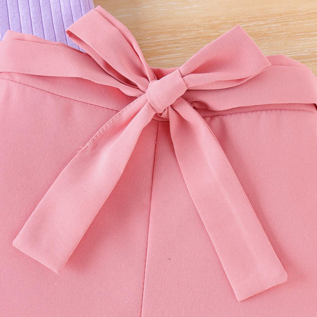 Модный костюм для девочек, весенне-летний детский повседневный милый кружевной жилет + однотонные шорты с поясом