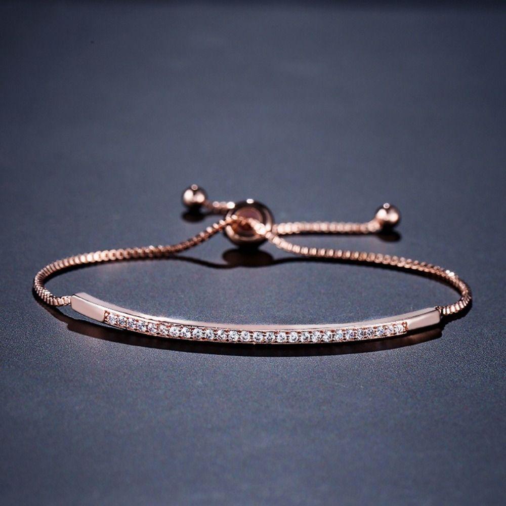 Регулируемый браслет со стразами, простой браслет-манжета из нержавеющей стали, креативный хрустальный браслет, женский