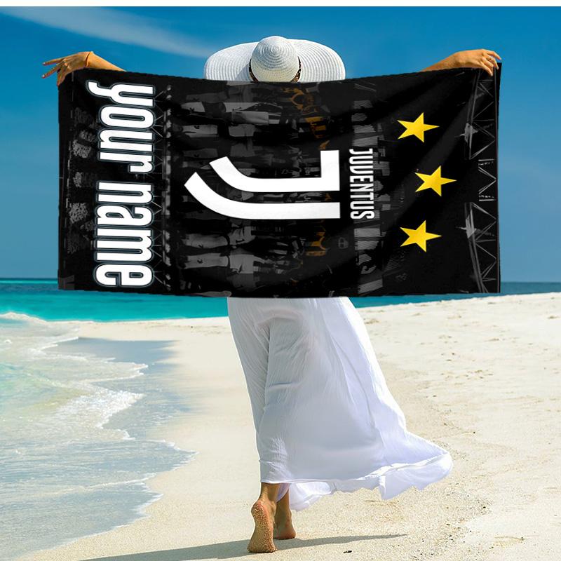 Personalized customized proof beach towel with Juventus logo pattern - soft, absorbent,quick-drying,perfect