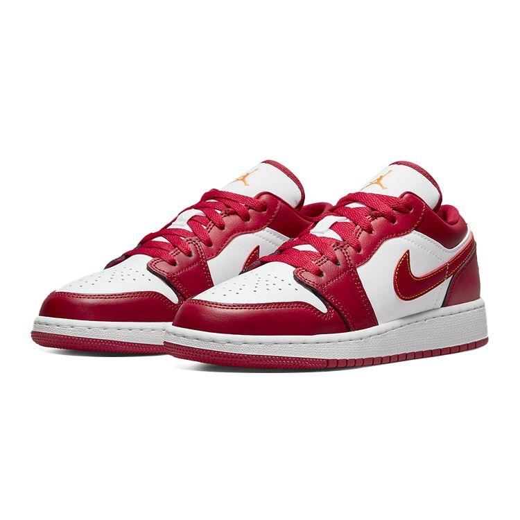 Кроссовки Air Jordan 1 Low GS Cardinal Red Kids Noble-Red White University-Gold 553560-607