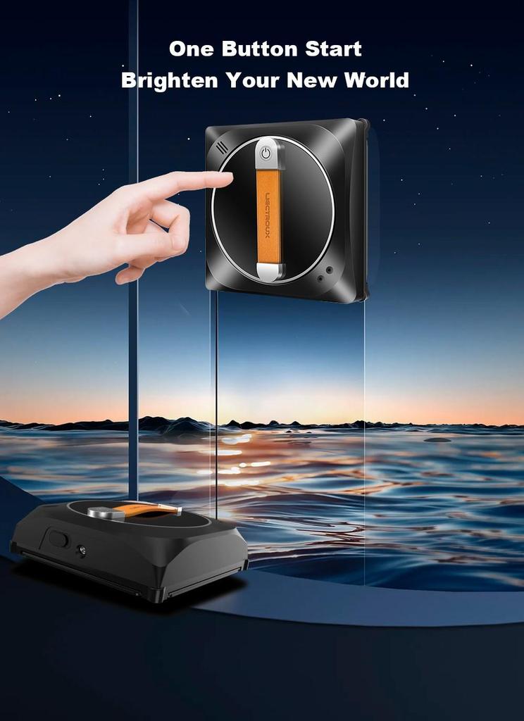 Восстановленный робот для мытья окон Liectroux YW910, двойное распыление воды, вакуумное всасывание 3000 Па, лазерный датчик, управление через приложение и пульт, функция памяти