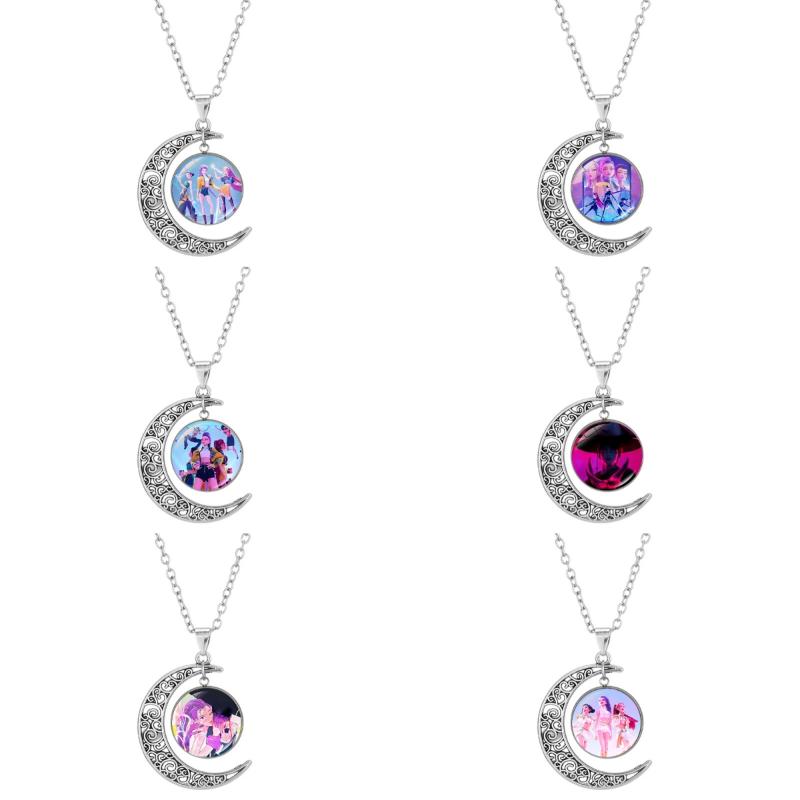 Cartoon Anime Movie Kpop Demon Hunter Moon Necklace Printed Photo Necklace Adjustable Sweater Chain Jewelry Accessory Gifts