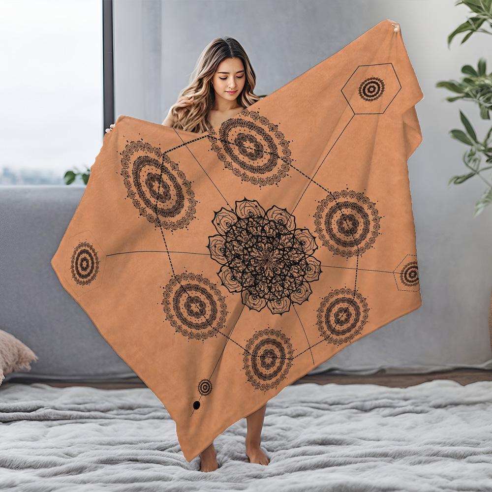 Boho Mandala Black Paisley Fleece Blanket Throw Soft Warm Decorative Bed Sofa Throw Cushion Cover Gift