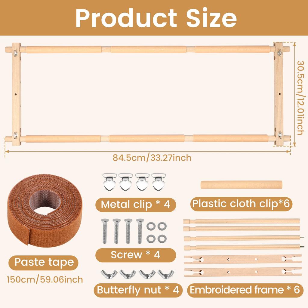 Рама-скролл для вышивки Деревянная рама-скролл для вышивания крестом Вращающаяся Регулируемая Рама-скролл для вышивания иглой Вышивка Гобелен Рама-скролл