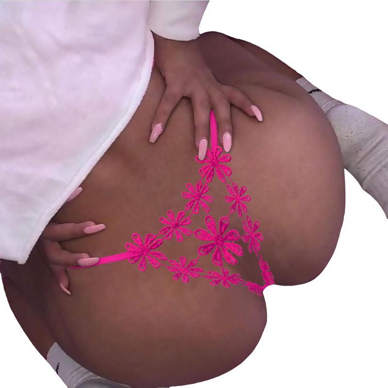 Women Sexy Lace Thong Lady Sexy Hollow Panties Lace Crotch Transparent G String Briefs