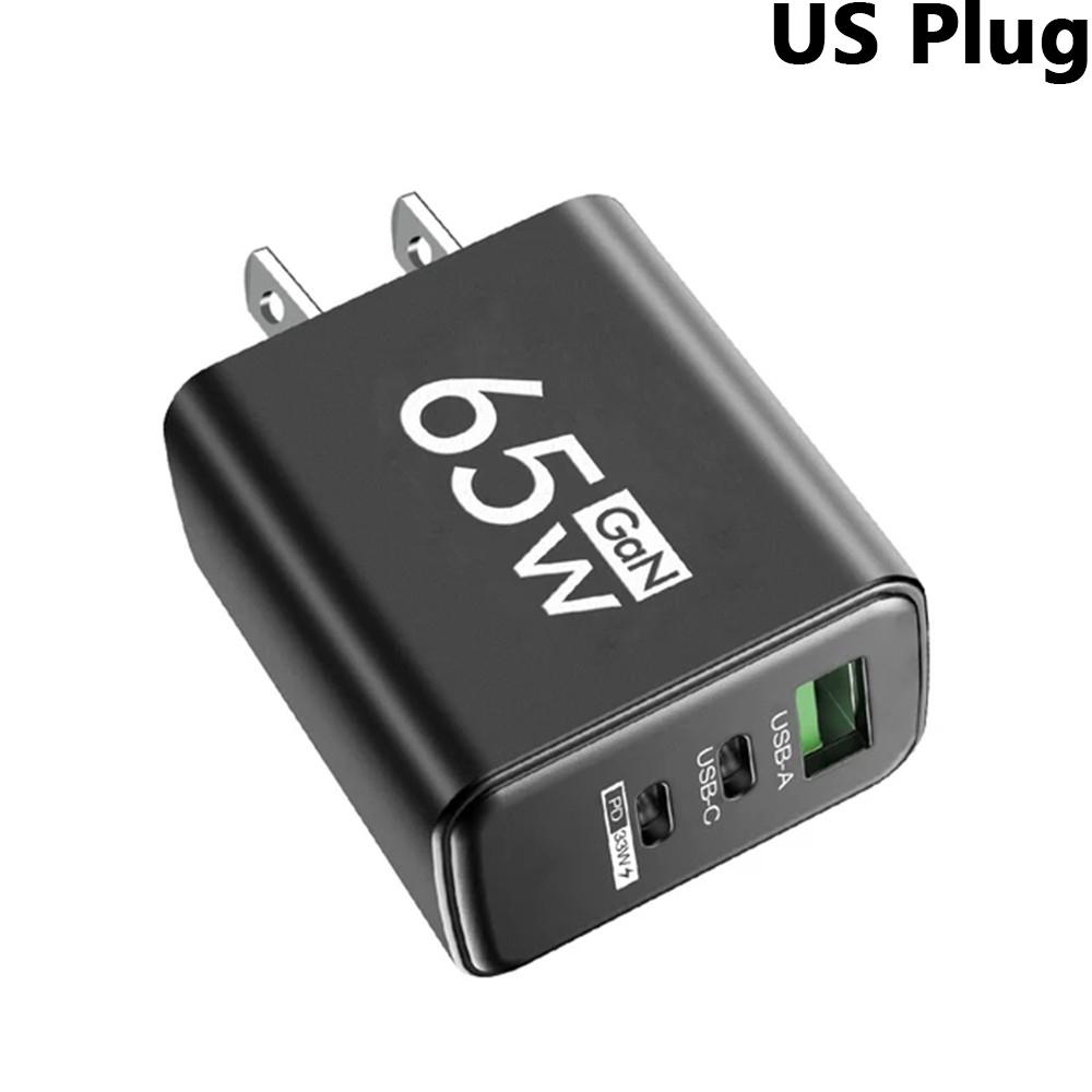 65 Вт GaN PD USB C настенное зарядное устройство 3 порта для iPhone 15 16 14 Pro Samsung S23 Xiaomi QC3.0 EU/US/KR Plug быстрой зарядки телефона адаптер