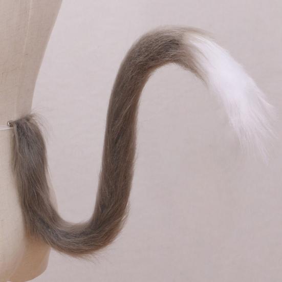 Cosplay Fake Cat Tail Soft Fuzzy Plush Contrast Color with Metal Pin Fixed Performance Club Dance Paty Costumes Prop Artificial Tail