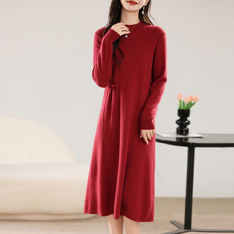Women's Cashmere Dress Qinghe Cashmere 30% Cashmere 70% Wool Autumn and Winter Cashmere Skirt Soft and Warm