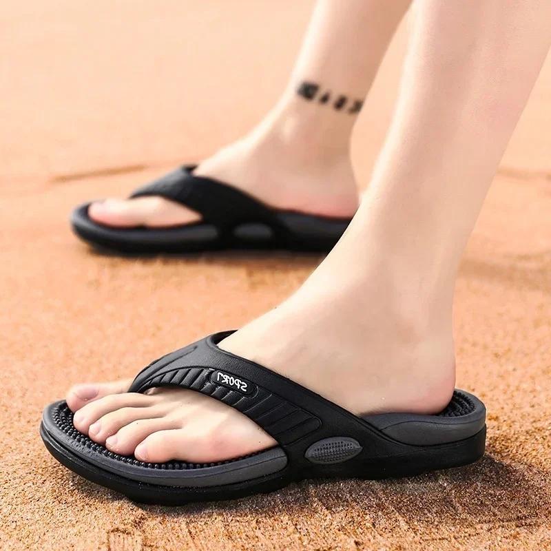 Fashion Massage Flip Flops for Men Summer Breathable Beach Shoes Sandals Men Luxury Flip Flops Breathable Plus Plus Size Men Slippers