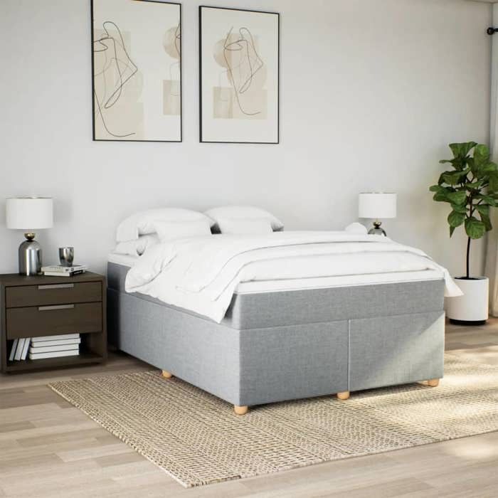 Maison Exclusive - Sommier à lattes de lit avec matelas Gris clair 160x200cm Tissu