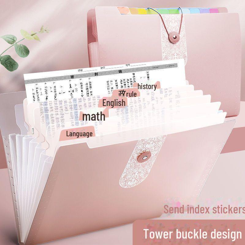 Многослойная папка-гармошка формата А4 с прозрачными вставками для организации студенческих работ