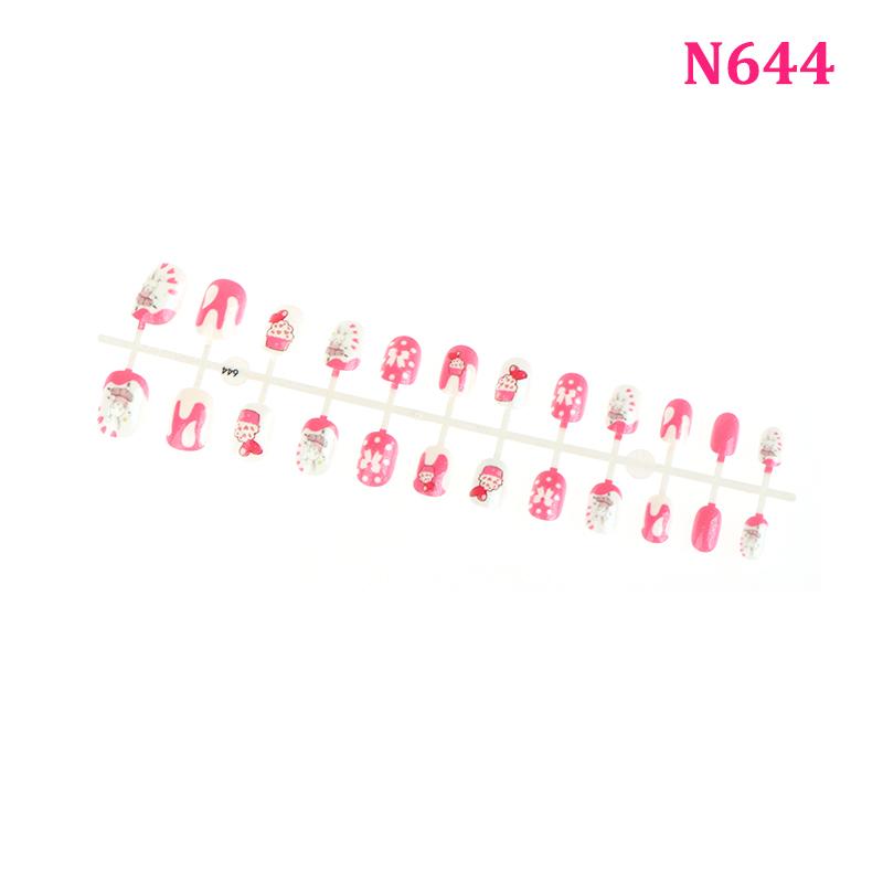 Kids Cartoon Pattern Design Wearing Fake Nails Strips Nail Tips Special Manicure Popular Children False Nails Press