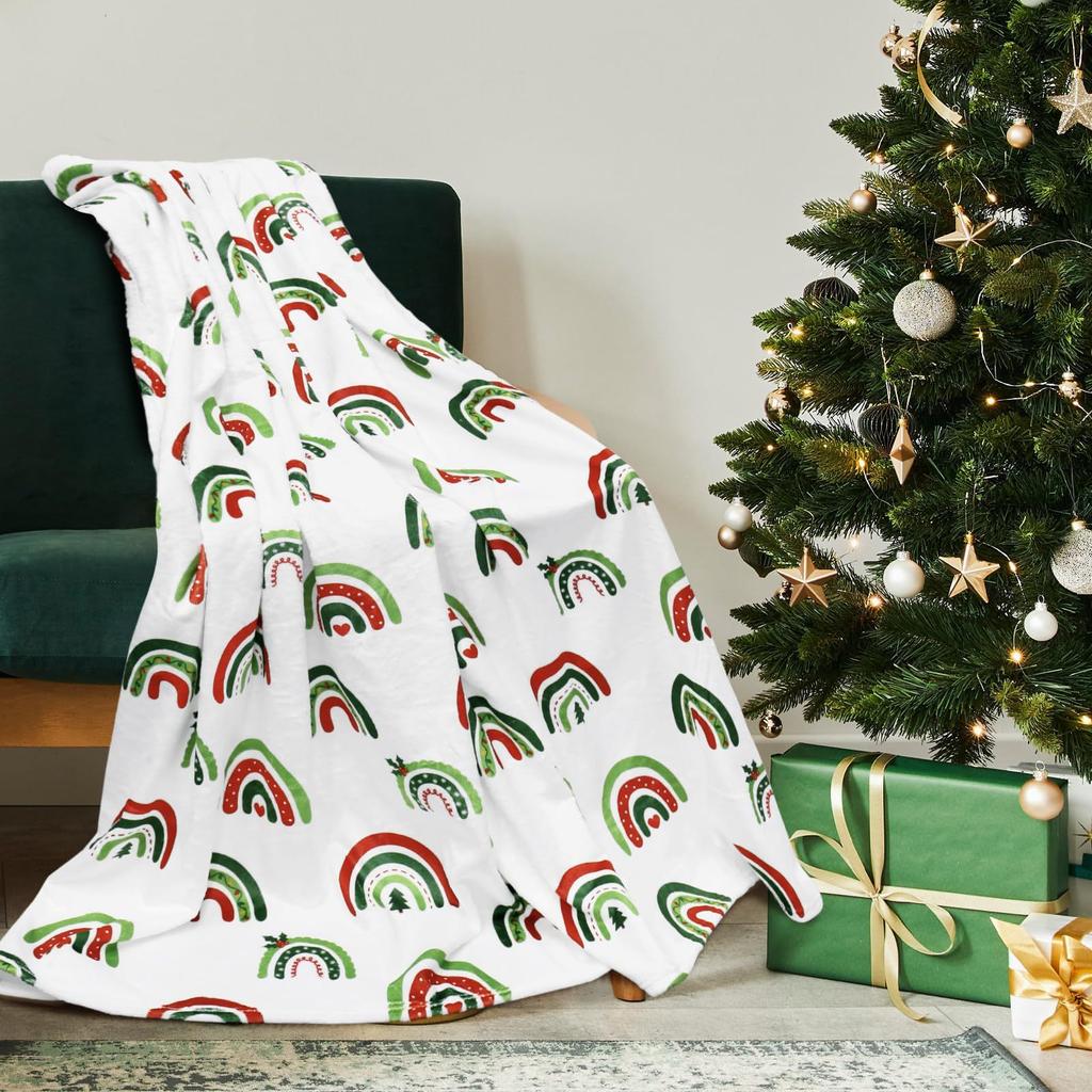 Cartoon Rainbow Flannel Blanket Office So******Ch Break Blanket Holiday Gift Blanket