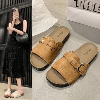 Классические сандалии из пробки для женщин nFashion Мягкие толстые пробковые тапочки на летней пляжной подошве Домашние сандалии с открытым носком на плоской подошве