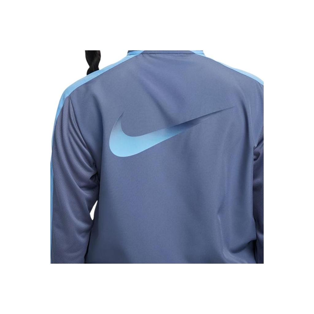 Nike Куртка женская с логотипом, стойкой воротником, на молнии, с длинным рукавом, светло-голубая DX1038-491