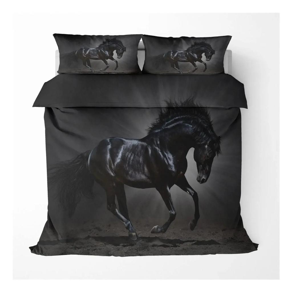 Доминирующий Галопирующий Конь Принт Комплект Пододеяльника 3D Роскошный Постельный Комплект с Наволочкой Покрывала для Спальни Размер Квин