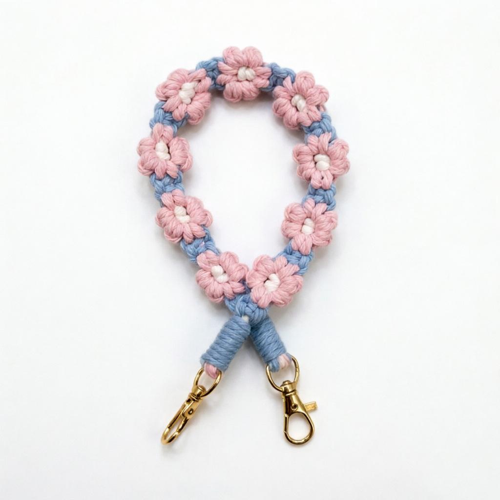 Nordic Style Hand-woven Small Daisies Cute Flowers Stanley Water Cup with Water Cup Rope Cup Cover Silicone Ring