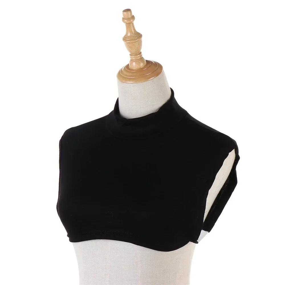New Womens Muslim Modal Fake False Collar Islamic Hijab Extensions Turtleneck High Neck Cover Warmer Bright Solid Color Half Top