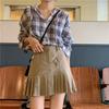 Cotton Blend Pleated Skirt For Women Spring High Waist Slim Fit With Embroidered Design For Casual Wear