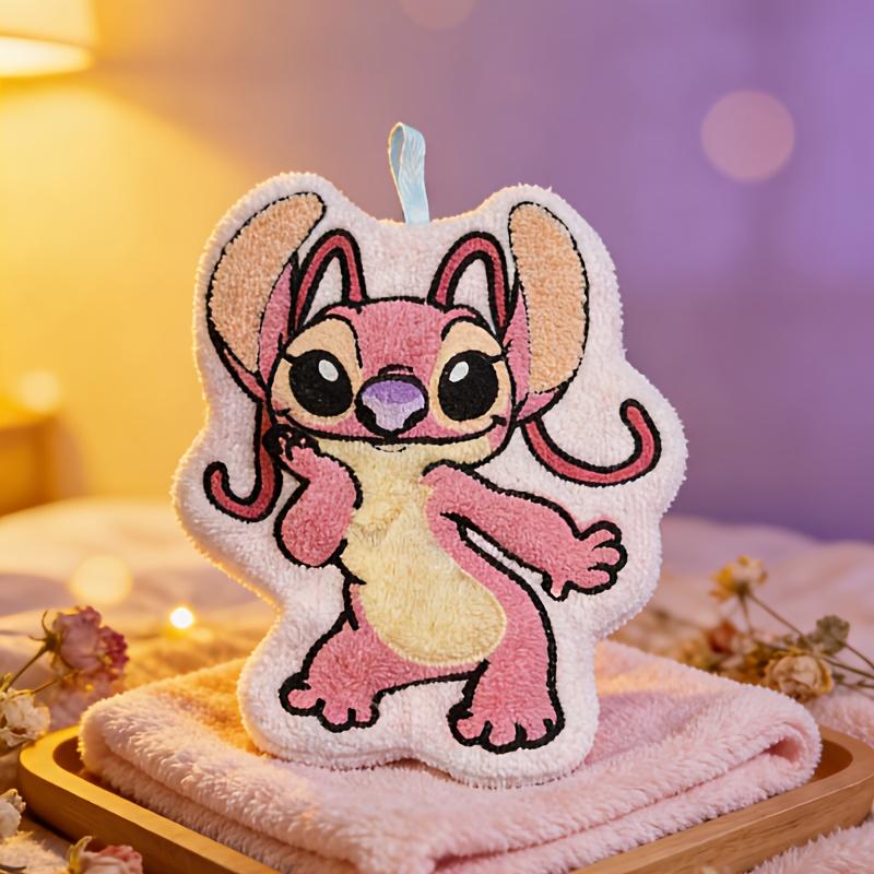 Disney Кавайный Стич Ангел Подвесное Кухонное Полотенце Мультяшный Милый Впитывающий Коралловый Флис Для Кухни Быстросохнущий Принадлежности для Ванной