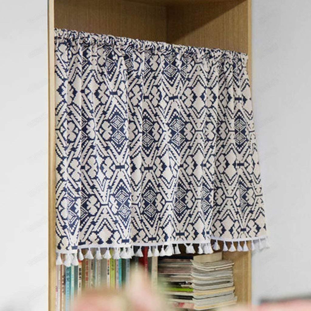 Cafe Curtains for Small and 45cm Geometric Diamond Japanese Coffee Kitchen TODO Windows, 60cm, 90cm, Lengths, Pattern, Style, Privacy, Decoration,