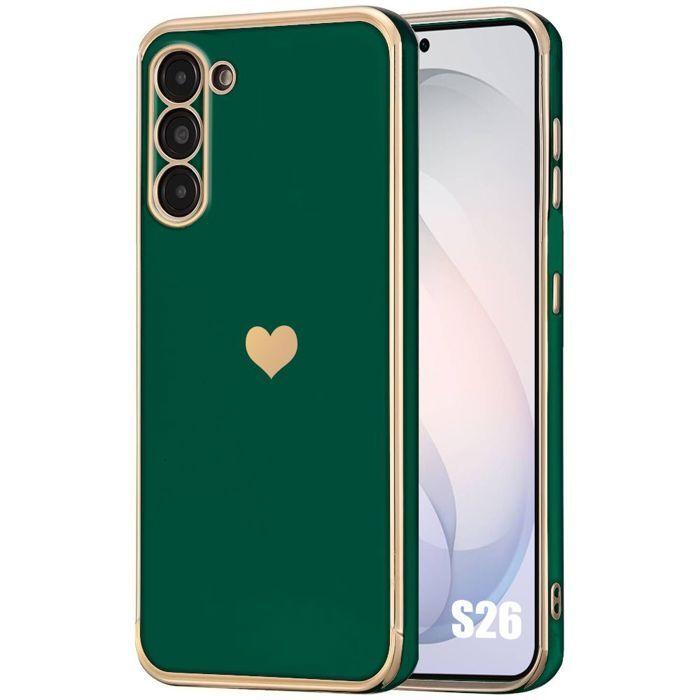 Coque Cœur - BOOLING - pour Samsung Galaxy S26 - Silicone Antichoc Slim - Vert Nuit