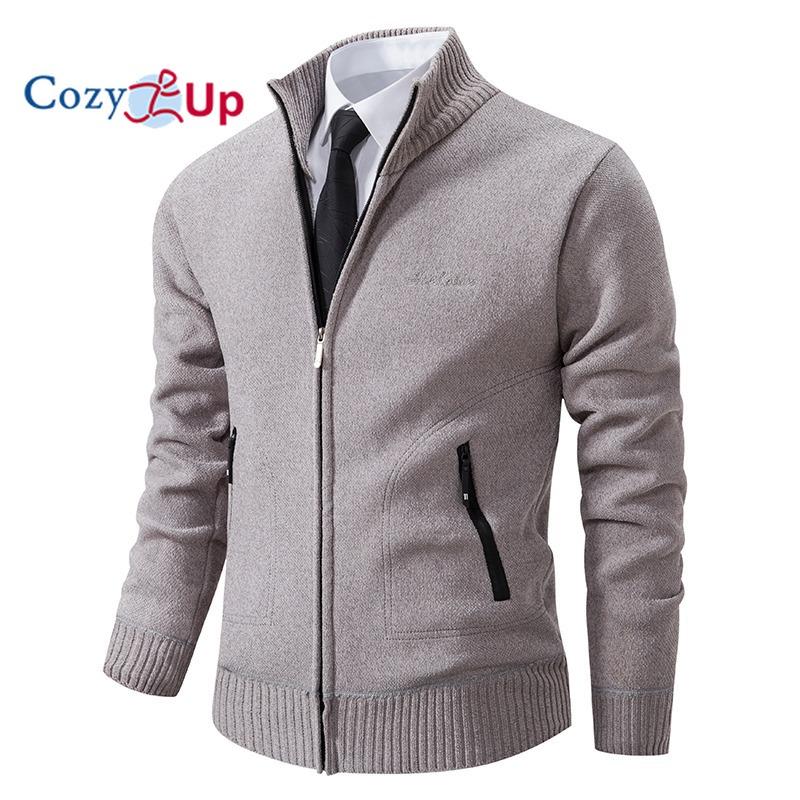 Cozy Up Мужские куртки-бомберы, зимняя мужская мода, свободный кардиган, теплая куртка с капюшоном и лацканами, свитер, водонепроницаемый для мужчин